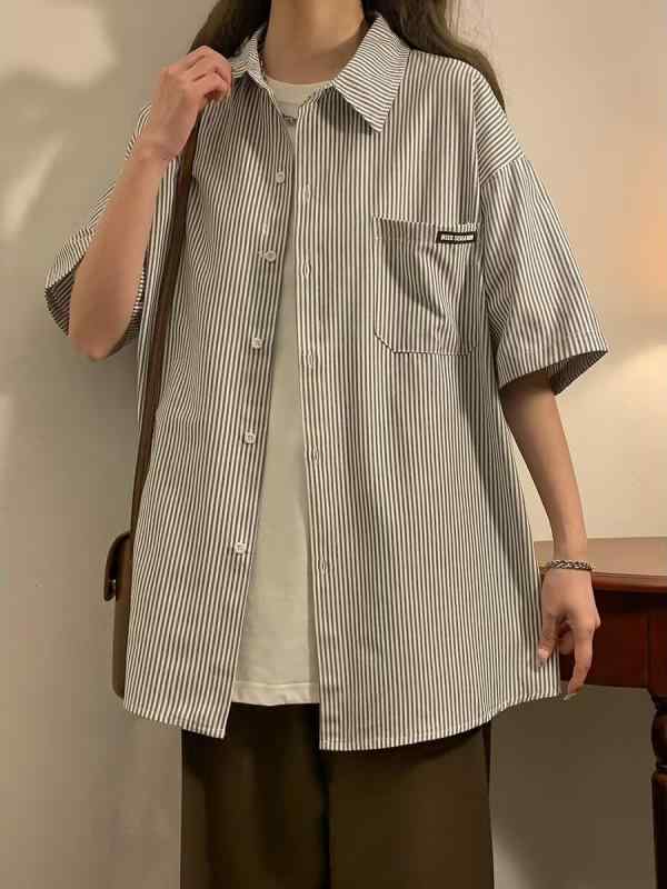 メンズ シャツ トップス 春夏 薄手 ゆったり ストリートファッション 綿素材 爽やか スタイリッシュ 高級感 オーバーサイズ シャツ メンズ