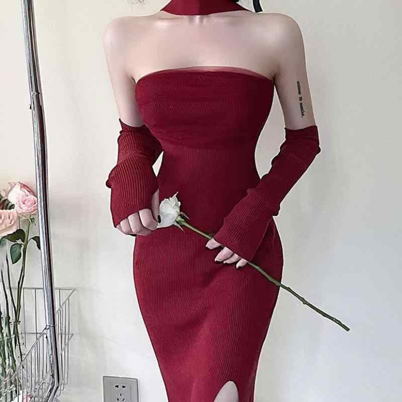 乐天商城 - ワンピース 女性用 夏 欲 ハングネック ブラック 礼服 スリット ウエストイン タイトスカート 網目レース 切り替え 軽量 伸縮性 吸湿速乾 膝丈 スリムフィット カジュアル フォーマル 膝上丈 膝下丈 膝丈丈 膝丈丈 膝丈丈