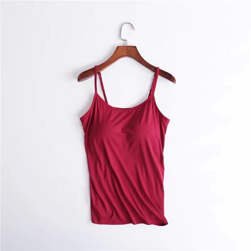 Camisoles - レディース トップス モダール 無ワイヤー ブラ 胸パッド 付き キャミソール インナー 伸縮性 吸湿速乾 接触冷感 切り替え 軽量 ブラック ピンク系 アイボリー 春夏 通勤用 普段使い