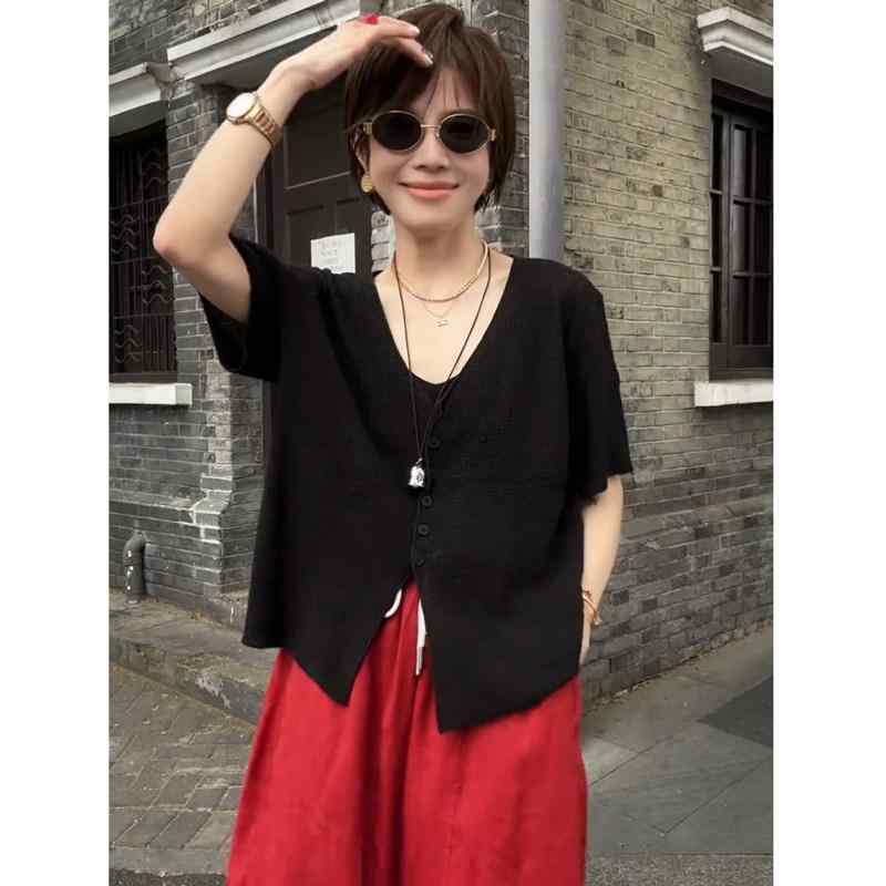 樂天商城 - カーディガン レディース 春夏 接触冷感 ニット 薄手 ゆったり リラックスフィット スリム効果 カジュアル トップス シルエット 普段使い 軽量 吸湿速乾