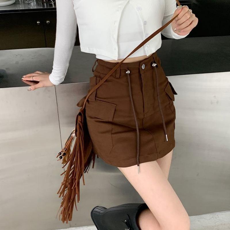 樂天商城 - デニムスカート 女性用 春夏 高腰 スリム 気質 ベルト ガールズ ワーク スタイル Aライン ショート 綿 デニム 軽量 伸縮性 普段使い 通勤用 コットン ミックス ビッグシルエット カジュアル ブラック ブルー アイボリー