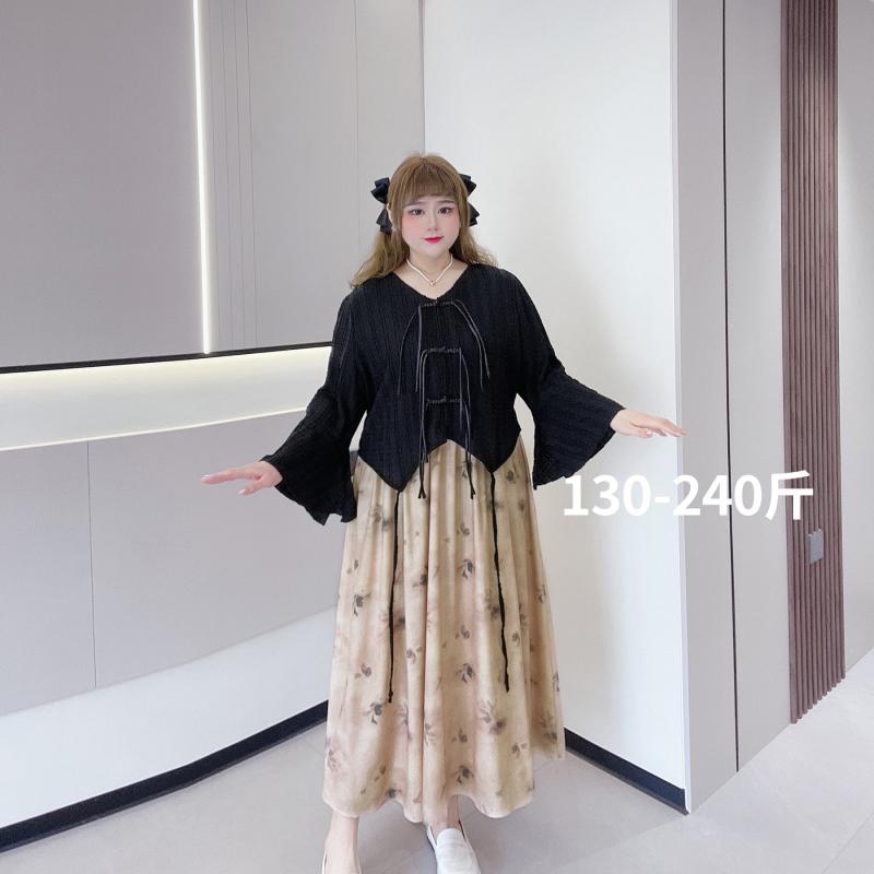 乐天商城 - レディース 春秋 大きめ サイズ レトロ 上品 レース 盤扣 ブラウス 体型カバー ミディスカート セット ゆったり シルエット カジュアル 普段使い