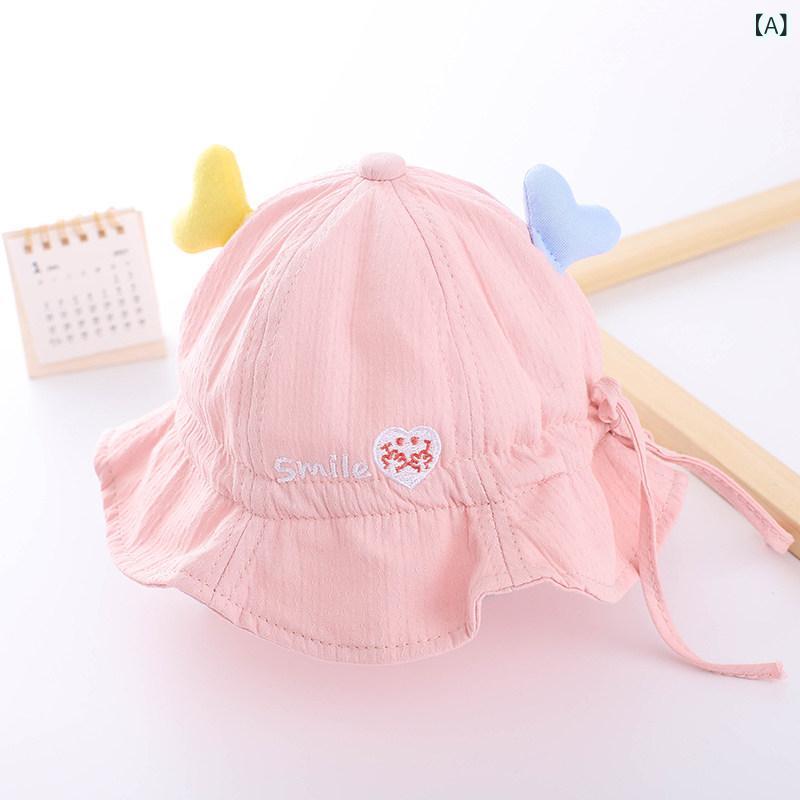 ベビー帽子 キッズ 男の子 女の子 春夏 バケットハット 薄手 日焼け防止 UVカット かわいい 軽量 通気性 遮光 調整可能 ストラップ 付き 日常使い アウトドア