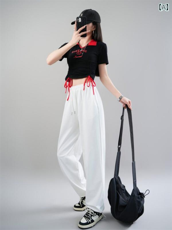 ジャズダンス衣装 レディース 夏用 短袖 クロップドトップ ワークパンツ セット ヒップホップ風 ストリートダンス 練習着 表演服 伸縮性 軽量 吸湿速乾・主な素材: 綿81-90%・サイズ展開: S.M.L.XL.XXL・カラー展開: 黒.白.紅.大紅.酒紅.紅格