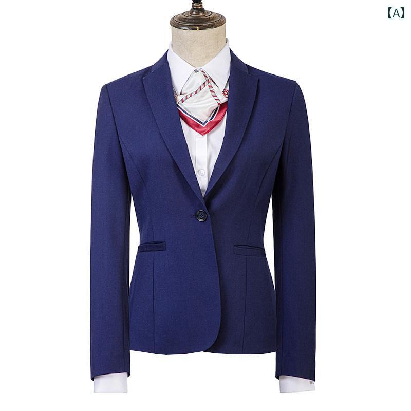 Work Clothes - スーツ メンズ レディース ビジネス セット 宝藍色 スリムフィット 通勤用 員制服 ジャケット パンツ 作業着 フォーマルウェア