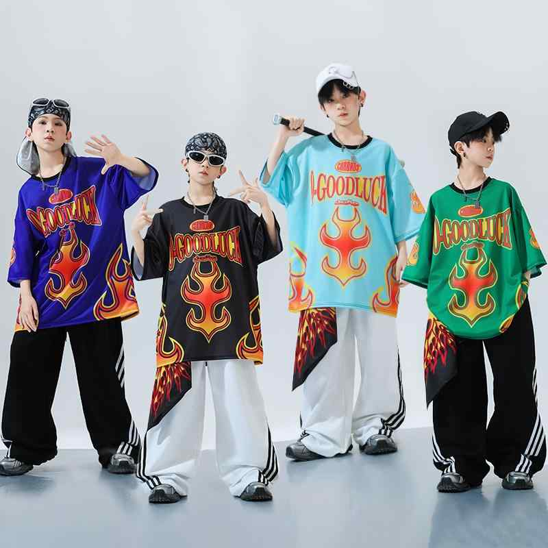 男の子 子供 ダンス パフォーマンス 衣装 ヒップホップ ジャズ ストリートダンス ステージ セット 伸縮性 快適 コットン 素材