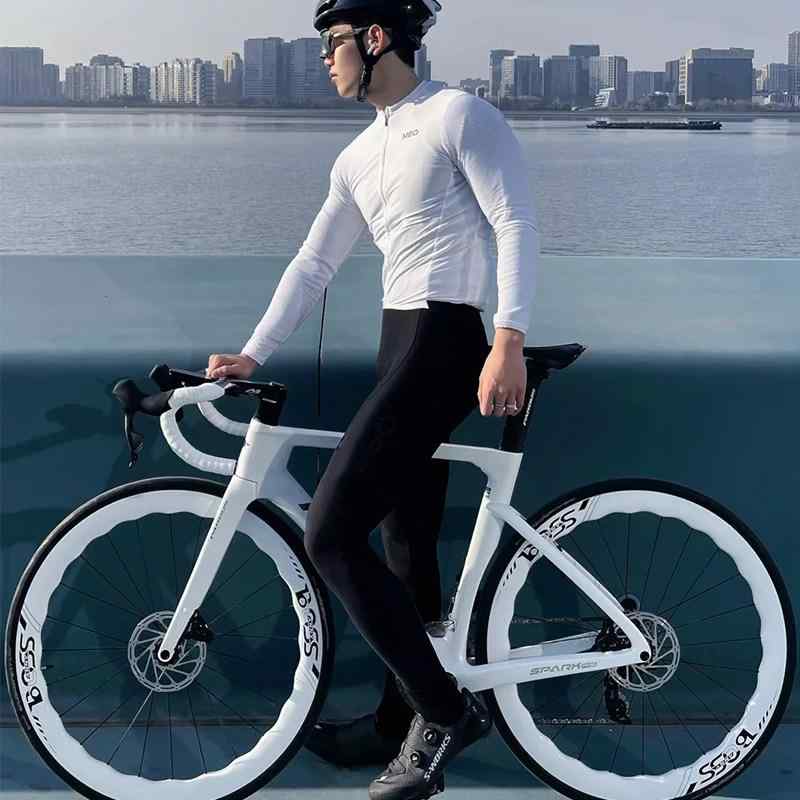 Wear - メンズ サイクリングパンツ パッド付き ロング丈 春夏 速乾 通気性 自転車用 サスペンダー付き ズボン アウトドア スポーツ 吸湿 クッション 快適