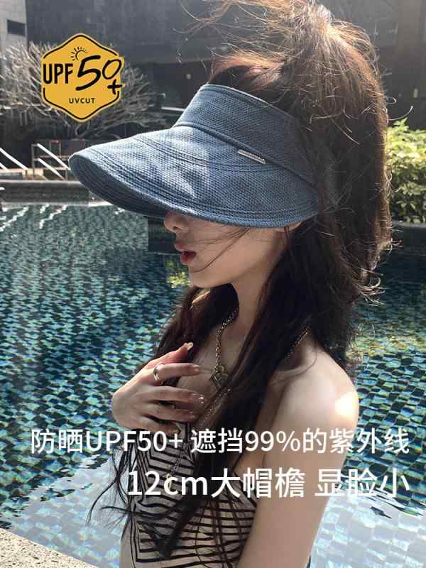 サンハット 女性用 レトロ デニム 折りたたみ 無頂 ワイドブリム 小顔 UVカット ビーチ 夏 軽量 携帯便利 アウトドア・カテゴリ: 遮陽帽・スタイル: カジュアル・主な素材: ポリエステル繊維・性別: 女性・対象年齢: 15-29歳・色展開: ライトブルー.ミディアムブルー.ダークブルー.草編汗帯款ライトブルー.草編汗帯款ミディアムブルー.草編汗帯款ダークブルー・サイズ展開: M（56-58cm）・帽頂スタイル: 空頂・帽檐スタイル: 大檐・適用シーン: 外出