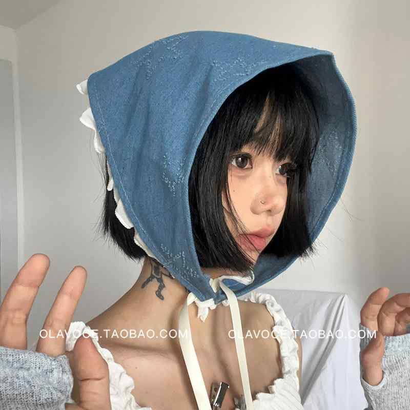 ヘッドスカーフ レディース 春夏 デニム レース 星柄 ダークパターン かわいいクール アメリカンスタイル セクシーガール 外出用 甘美 ヘアバンド 軽量 伸縮性 通勤 普段使い・スタイル: 韓国・: 頭巾・ディテール: レース・主な素材: デニム・対象: 学生.カップル.・形状: 三角形・サイズ展開: フリーサイズ・性別: 女性・カラー展開: ダークブルー.ライトブルー