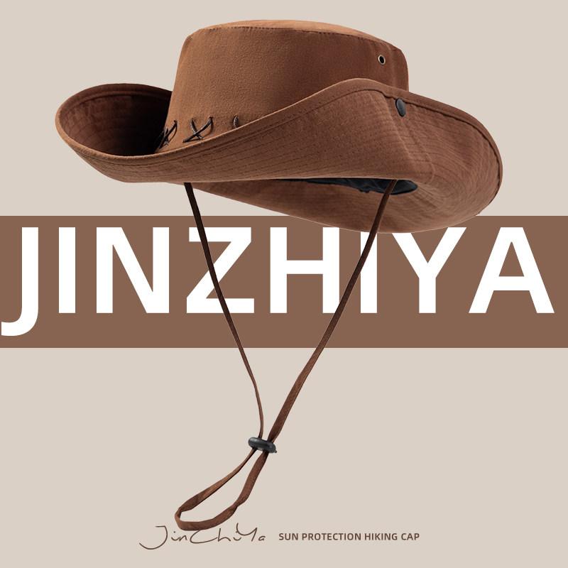 日よけ帽子 ウエスタン カウボーイ風 アウトドア ハイキング 登山 キャンピング フィッシャーマン メンズ レディース UVカット 遮光 夏用 軽量 通気性 男女兼用・スタイル: カジュアル・主な素材: 綿・帽型: フィッシャーマンズハット・帽頂スタイル: 平頂・帽檐スタイル: 大檐・対象: 男女共通・対象層: カップル..中年・サイズ展開: 調節可能（54-58cm）・カラー展開: コーヒー色.米白色.黒.カーキ.緑.藏青色