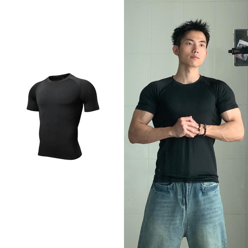 Tシャツ メンズ トレーニング タイトフィット 筋肉 吸湿速乾 伸縮性 通気性 軽量 短袖 フィットネス ランニング バスケットボール ジム スポーツ カジュアル レジャー