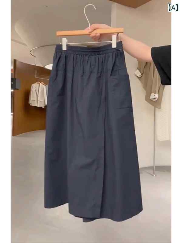 スカンツ レディース 夏用 大きめ サイズ ドレープ感 ワーク風 ゴムウエスト ハイウエスト スリム効果 ブラック カジュアル 普段使い ..