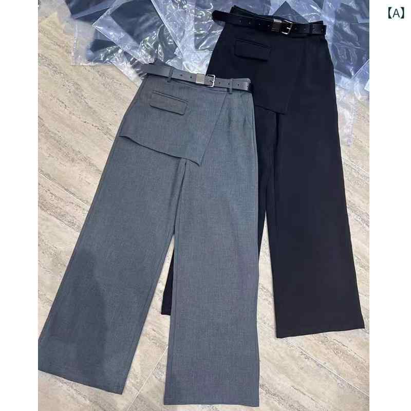 パンツ レディース ワイドレッグ ストレート スカートパンツ ウエストマーク ロング丈 スーツスタイル 春夏 ファッション ゆったりシルエット カジュアル 通勤用