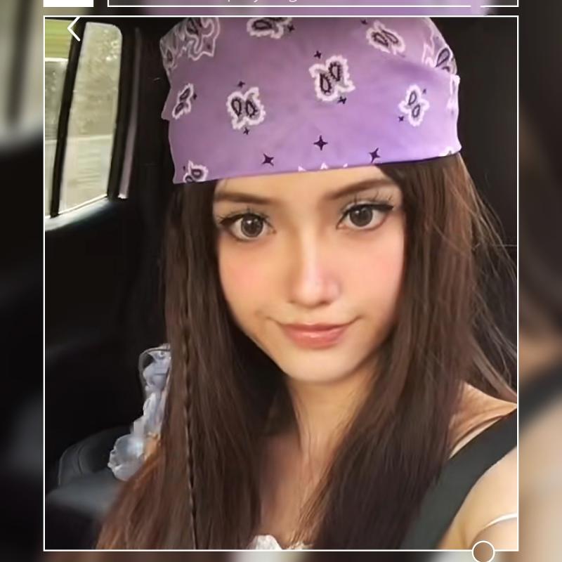 レディース ヘッドスカーフ スカーフ 綿麻素材 スクエア巾 花柄 Y2Kスタイル ストリートダンス用 バイク ライディング ヘアバンド ファッション アクセサリー かわいい 軽量 普段使い