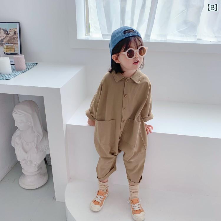 リバーパディのキッズ 男の子 女の子 クライミング服 春夏 牛仔 連体服 子供 笑顔 柄 休闲 ロンパース デニム 素材 通気性 伸縮性 普段使い アウトドア 遊び着 かわいい デザイン｜アングル3