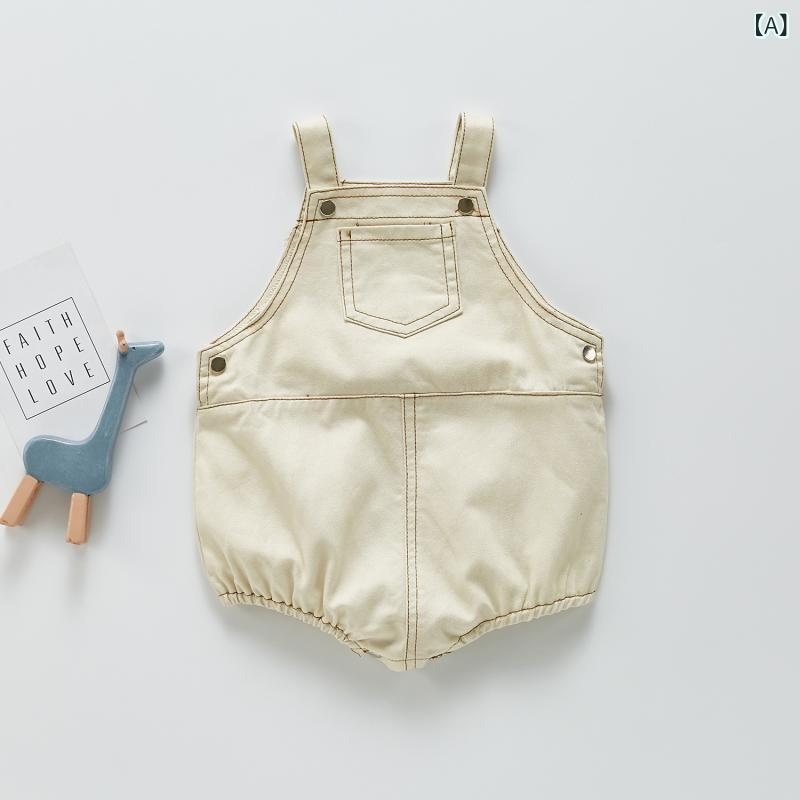 ベビー デニム オーバーオール かわいい ポケット 付き ファッション 洋気 ロンパ...
