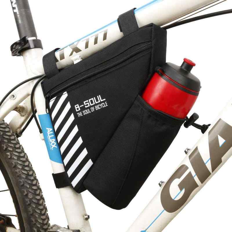 自転車 収納 バッグ 前梁 ツール ポーチ カップ ホルダー 三角形 成人用 多機能 サイクリング アクセサリー 軽量 コンパクト・種類: 上管包（車前包）・カラー展開: 赤.グレー.青.黒.黄.中性グレー