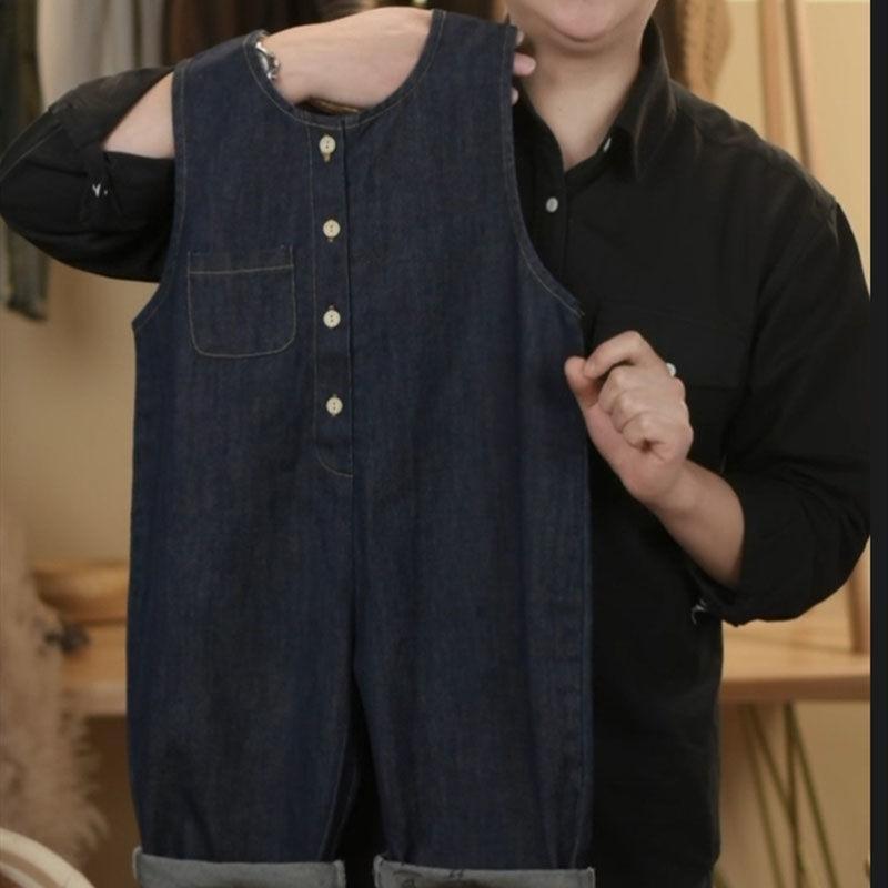 Overalls - キッズ デニム オーバーオール ユニセックス 連体服 中小サイズ 男の子 女の子 ファッション ハンスタイル スタイリッシュ 普段使い 伸縮性 通気性 軽量 コットン 混紡 ビッグシルエット カジュアル 春夏 秋冬
