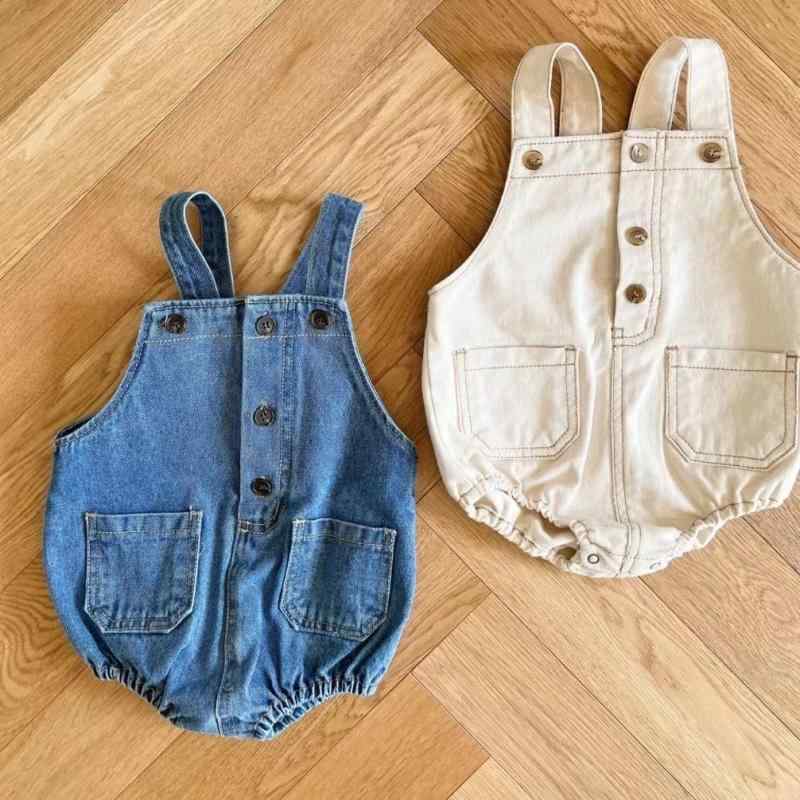 ベビー 男女兼用 牛仔 背広 ズボン 包尻 クロール服 切り替え ポケット 休闲 連体...
