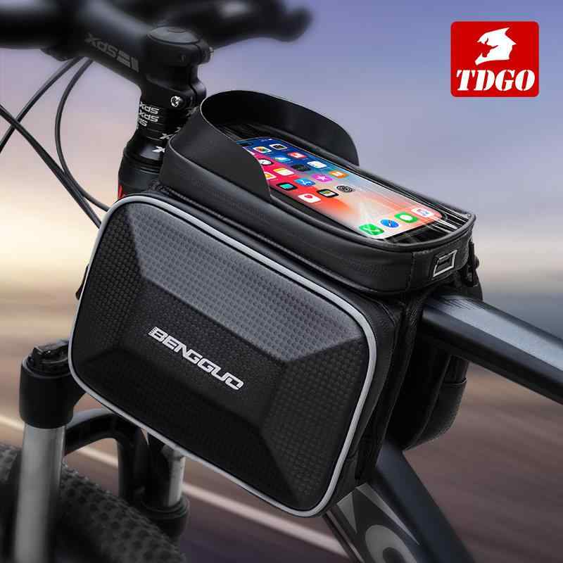 自転車 バッグ 前梁 ハンドル 防水 スマホ 収納 ポーチ マウンテンバイク サイクリング アクセサリー ライディング ギア アウトドア 用途 軽量 機能