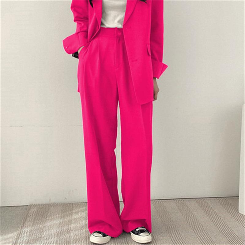 Long Pants - レディース スーツパンツ 直筒 職業装 高級感 西パンツ ブラック系 ローズレッド 切り替え デザイン 通勤用 普段使い 伸縮性 素材 女性用 ボトムス トップス セットアップ ビジネス スタイル 軽量 快適 フィット シルエット