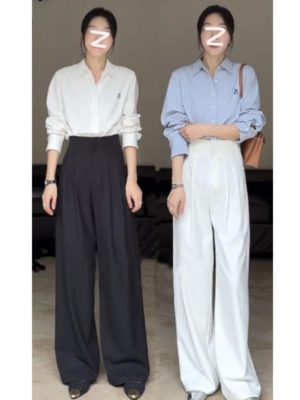 レディース ハイウエスト ワイドパンツ ストレート スーツパンツ 春 ドレープ スリム効果 伸縮ウエスト コーディネート 普段使い 通勤用 軽量 綿混 ビッグシルエット・韓国・要素: ポケット・詳細: ボタン・腰位置: 高腰・丈: ロング・パンツタイプ: ワイドレッグ・厚み: 通常・サイズ展開: S,M,L,XL,2XL・カラー展開: ブラック.米白色・素材: ポリエステル・適用年齢: 25-29歳