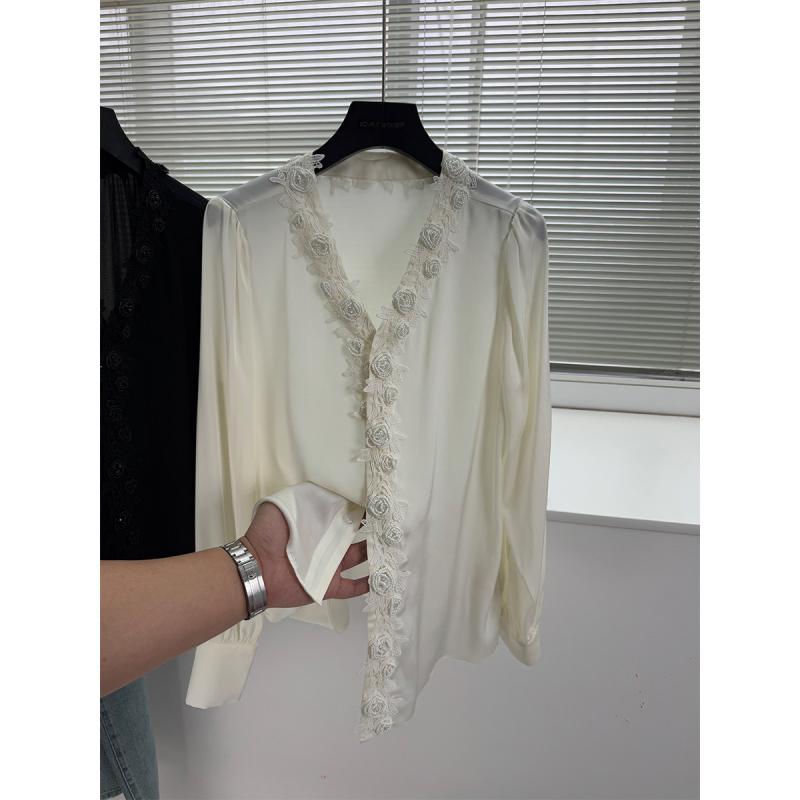 レディース Vネック 長袖 　 ブラウ�