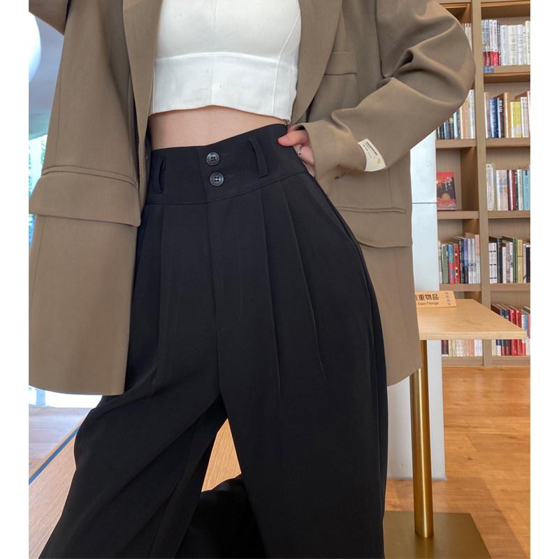 Cropped Pants - ワイドパンツ レディース ブラック ハイウエスト スーツパンツ ストレート フロア丈 フリースライニング 秋冬 通勤用 普段使い スリム効果 ボトムヘビー対応 伸縮性 軽量 梨型体型