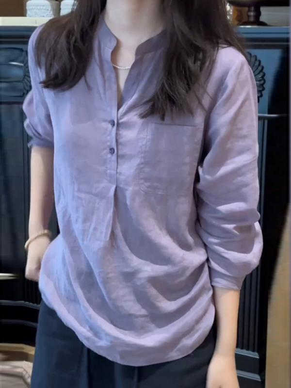 シャツ レディース 長袖 UVカット 夏 通勤用 薄手 韓国 上品 おしゃれ 若見え スリム トップス 吸湿速乾 軽量・スタイル: カジュアル・シルエット: ゆったり・主な素材: ポリエステル100%・袖丈: 長袖・ネックライン: Vネック・着丈: 標準・柄: 無地・着脱: プルオーバー・サイズ展開: M.L.XL.2XL.3XL・カラー展開: 紫
