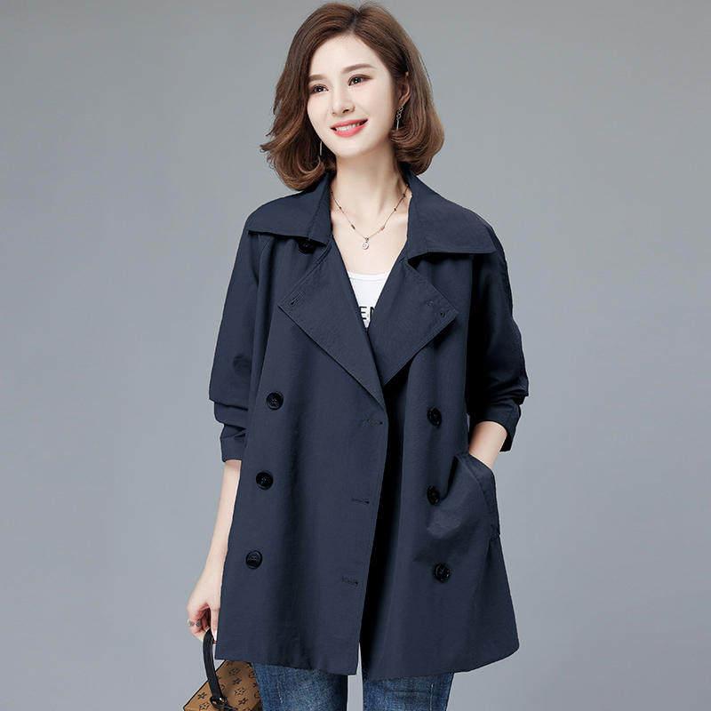 Coat - レディース ミドル 中長丈 カジュアル コート ぽっちゃり 大きめサイズ お腹カバー スリムライン 小柄対応 春秋 軽量 ストレッチ ゆったりシルエット 通勤 普段使い