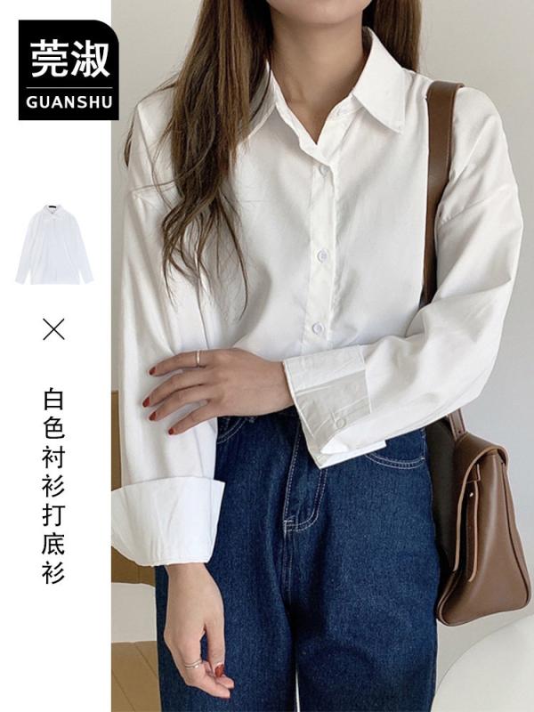 Rakuten - 秋 レディース ビジネス シャツ 白 フレンチ スタイル インナー トップス 通勤用 オフィス ウェア 小衆 ファッション 軽やか シルエット