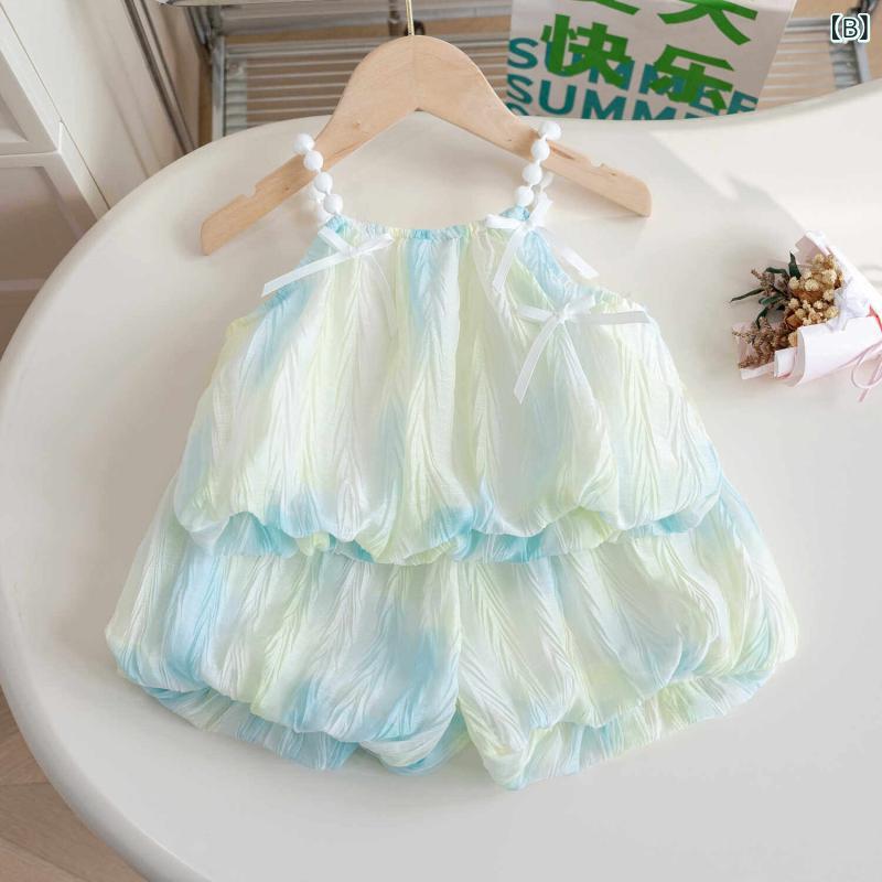 ベビー 女の子 夏服 薄手 キャミソール セット セパレート かわいい スタイリッシュ カラフル コーディネート 軽量 普段使い