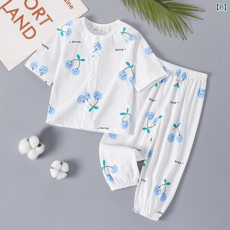 ベビー服 夏用 薄手 接触冷感 七分袖 セパレート セット UVカット 綿 部屋着 パジャマ 赤ちゃん用 ホーム 寝間着 吸湿速乾 軽量
