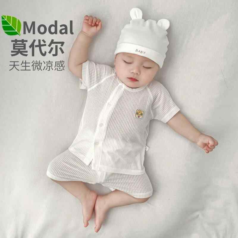 ベビー 女の子 夏用 セパレートセット 薄手 半袖 トップス ショートパンツ モダール生地 吸湿速乾 軽量 伸縮性 ピンク系 アイボリー 通年使いやすい