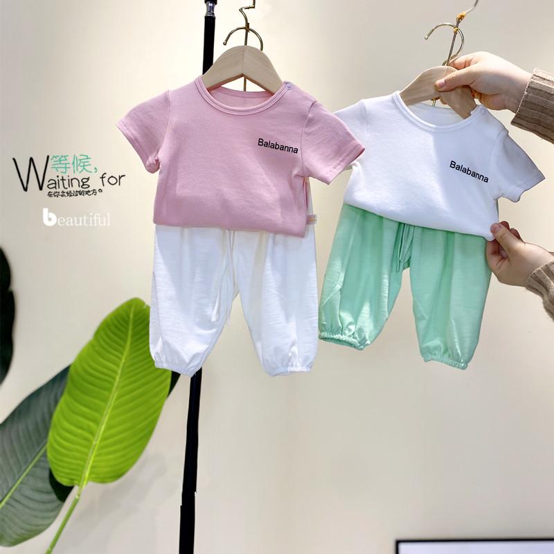 キッズ ベビー 男女 夏用 薄手 蚊よけパンツ 付き 服 セット 通気性 軽量 吸湿速乾 日常使い
