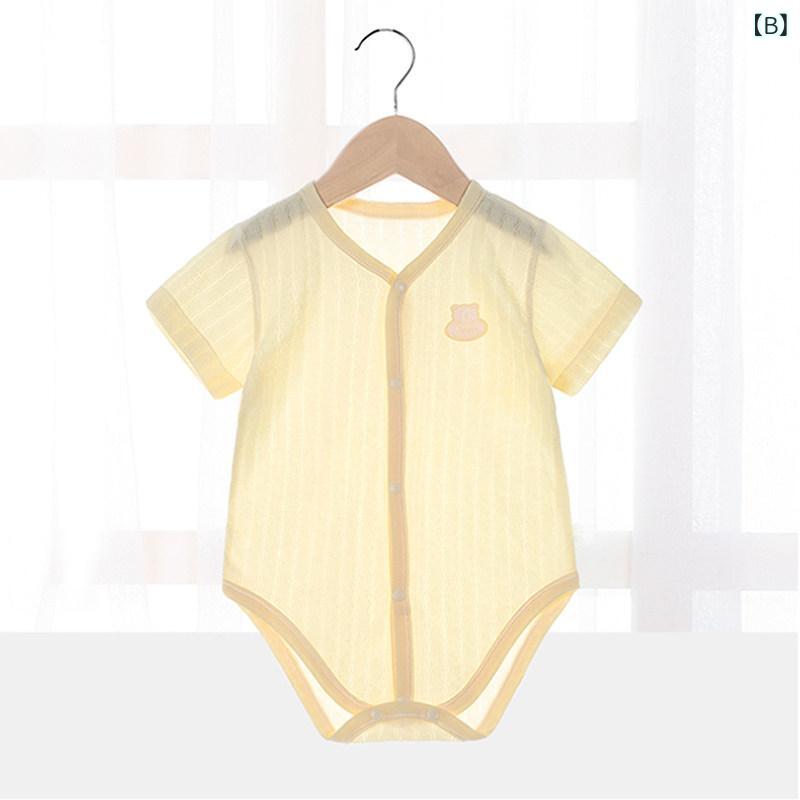 ベビー ロンパース 新生児用 短袖 夏用 薄手 綿100% クローリング服 オムつカバー 通気性 吸湿速乾 軽量 かわいい