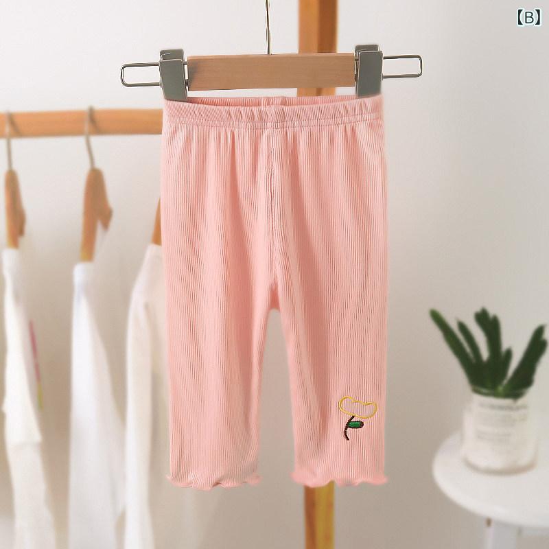 パンツ 女の子用 七分丈 夏 レギンス 薄手 綿素材 ベビー 子供 吸湿速乾 通気性 かわいい 普段使い
