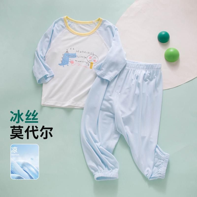 ベビー服 春夏 薄手 再生繊維 ゆったり 小さめサイズ 分体セット 幼児 室内着 吸湿速乾 柔らかい コットン混 通気性 軽量 普段使い 部屋着