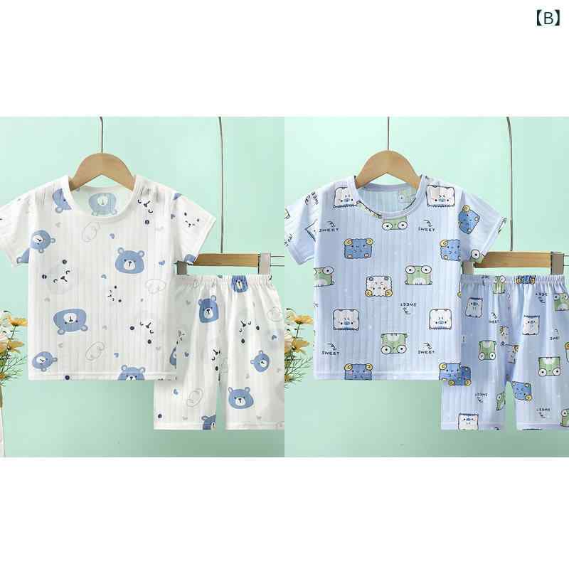 パジャマセット 子供 男の子 女の子 ベビー 夏用 綿100% 薄手 短袖 トップス ショーツ 部屋着 寝間着 吸湿速乾 軽量 涼しい