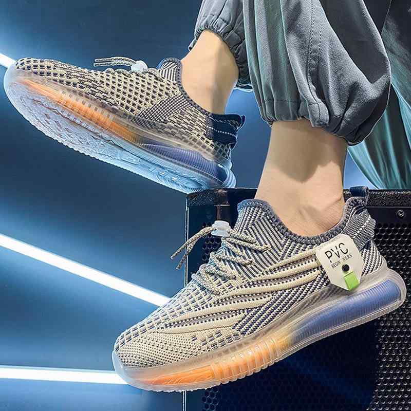 メンズ 春 スニーカー 通気性 メッシュ フライニット 軽量 ソフトソール クッション ランニング カジュアル スポーツ 日常使い 吸湿速乾