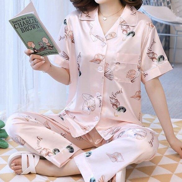 女性用 　 パジャマ セット 短袖 トップス 接触冷感 ロングパンツ 花柄 プリント 高級感 カジュアル ルームウェア 吸湿速乾 軽量 伸縮性 寝間着 リラックスウェア・スタイル: スイート・柄: 花柄プリント・丈: 九分丈・素材: 　・ウエスト: ゴム・シーン: カジュアルホーム・厚み: 薄手・袖丈: 短袖・襟: 小襟・開襟: 対襟・性別: 女性・サイズ展開: M.L.XL.2XL.3XL・カラー展開: 短袖貝殻プリント.短袖ピンクまつ毛.短袖ピンク羽.短袖ピンク水仙花.長袖貝殻プリント.長袖ピンクまつ毛.長袖ピンク羽