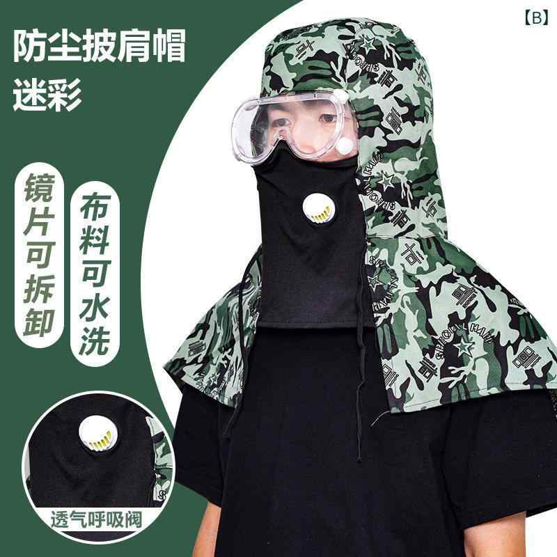 防塵帽子 メンズ フルフェイス 保護 一体型 農薬散布用 研磨作業 ヘッドカバー 軽...
