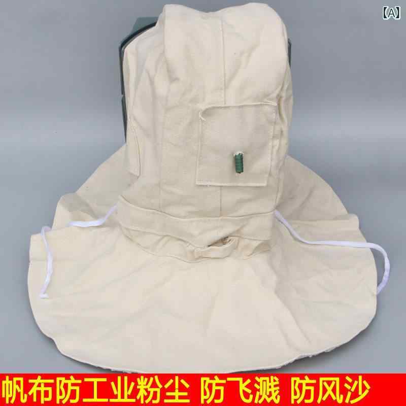フェイスシールド 作業用 緑 キャンバス 帽子 付き 給気管 接口 ガラス 平面 塗装...