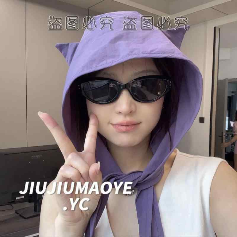 Other - 日よけ帽子猫耳 かわいい リボン 速乾 UVカット 薄手 耳カバー ヘッドバンド 外出用 アウトドア 夏 軽量 伸縮性