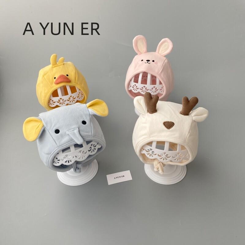 ベビー帽子 秋冬 耳あて かわいい キャラクター柄 新生児 赤ちゃん用 暖か 包頭 柔らかい 保護 頭部カバー 防寒