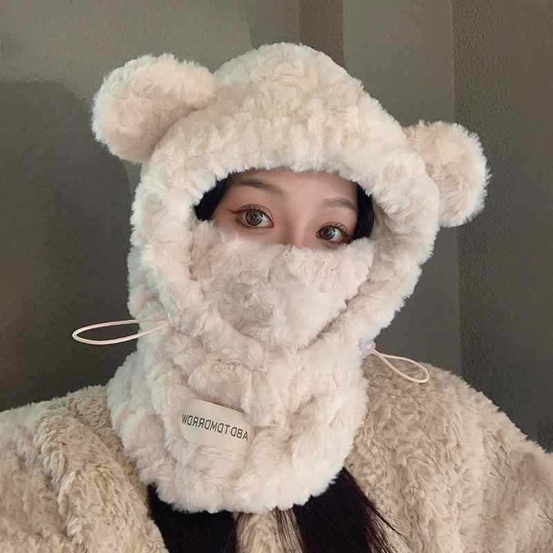耳当て帽子 女子用 かわいい 小熊 ぬいぐるみ風 冬用 防寒 厚手 暖か フード マフラー セット アウトドア 通勤 普段使い 柔らかい 素材 軽量 伸縮性・スタイル: 甘美可愛・タイプ: 包頭帽/頭巾帽・帽頂: 丸頂・帽檐: 無檐・檐形: 平檐・対象: 女性・年齢層: 15-19歳.20-24歳.25-29歳.30-34歳・シーン: 街歩き・サイズ: 均一（伸縮性あり55-58cm）・カラー展開: ベージュ.カーキ.ダークブラウン