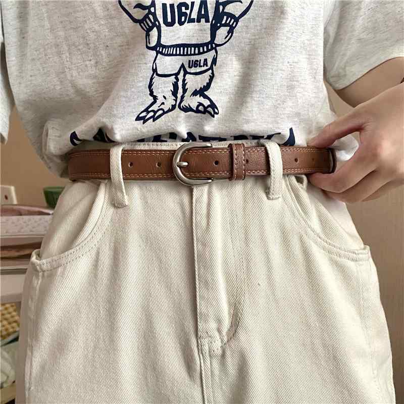 Other - ベルト レディース 柔軟 革 腰帯 粗糸 装飾 シンプル シルバー ピン留め ソフトレザー デニムパンツ用 学生 カジュアル 普段使い 軽量