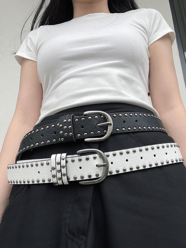 ベルト レディース スタッズ 黒白 革 ファッション デニム コーデ 高級感 ウエスト 装飾 普段使い カジュアル 軽量 ユニーク・スタイル: 汎用・性別: ユニセックス・タイプ: ウエストチェーン・カラー展開: ホワイト.ブラック.ブラウン・対象: 少年..中年・長さ: 1周