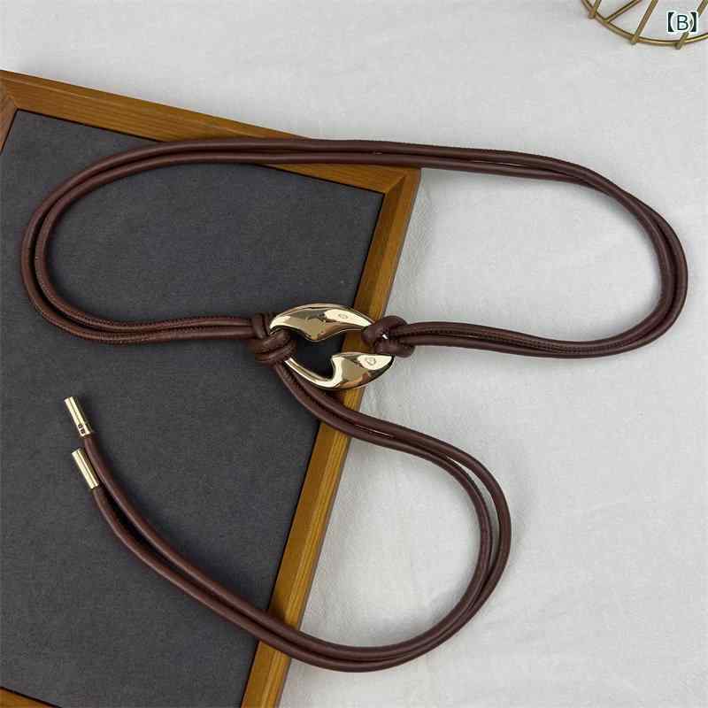 レディース 腰帯 アクセサリー 高級感 装飾 ベルト スカート セーター コート 用 細い 革紐 結び目 普段使い カジュアル スタイル 軽量 柔軟 素材