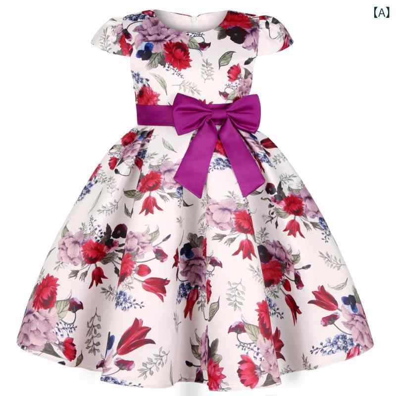 リバーパディのワンピース キッズ 女の子 子供服 ドレス プリンセスドレス ガールズ レトロ柄 レース 切り替え フォーマル 発表会 結婚式 イベント 衣装 かわいい おしゃれ ゆったり 体型カバー 大きいサイズ お腹周りカバー フレアシルエット 上品 高級感 綿混素材｜アングル2